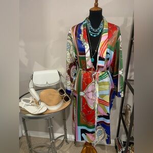 Colorful Patterned Kimono ,Robe ,swimsuit cover up